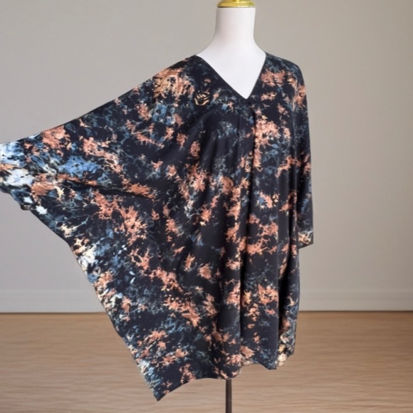 0108/ Black Brown Tie Dye , Short Kaftan - Picture 5 of 9